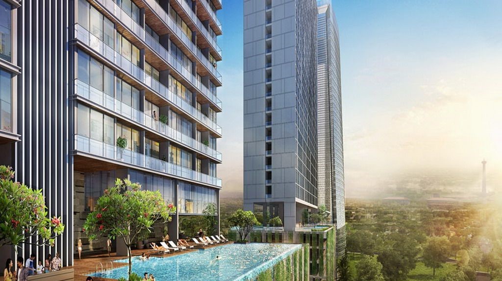 Interior ruang tamu apartemen modern setelah renovasi oleh jasa profesional yang terlihat mewah dan sangat nyaman.