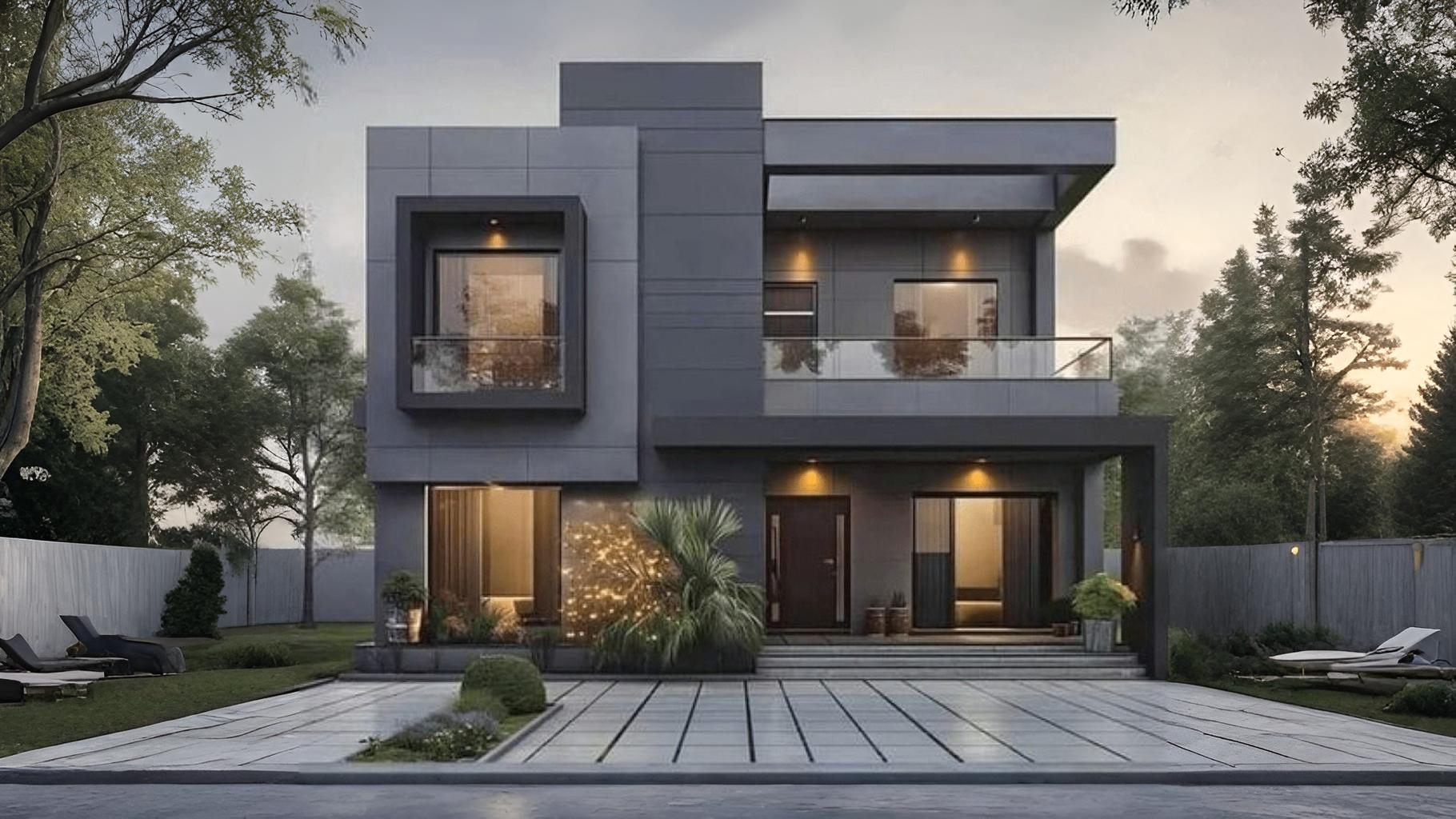 Contoh Desain Fasad Rumah Minimalis Modern Dengan Kombinasi Abu-Abu