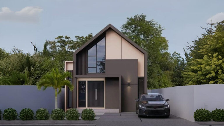Desain fasad ACP rumah modern dengan panel aluminium composite panel tampilan rapi dan elegan