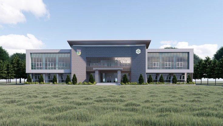 Desain fasad gedung modern dengan kaca reflektif di kawasan perkantoran Cikarang