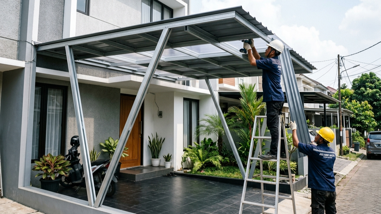 pemasangan-kanopi-baja-ringan-jakarta-timur-minimalis