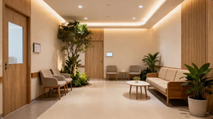 Jasa renovasi klinik profesional dengan desain interior modern dan nyaman di wilayah Jakarta Timur.